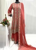 Chiffon Orange Traditional Wear Embroidery Work Readymade Plazzo Suit